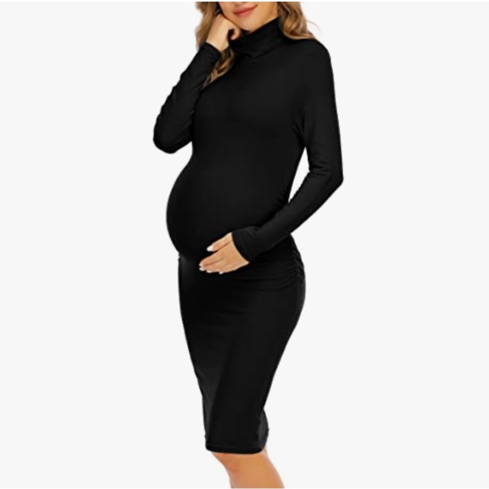Turtleneck & Long Sleeve Maternity Dress